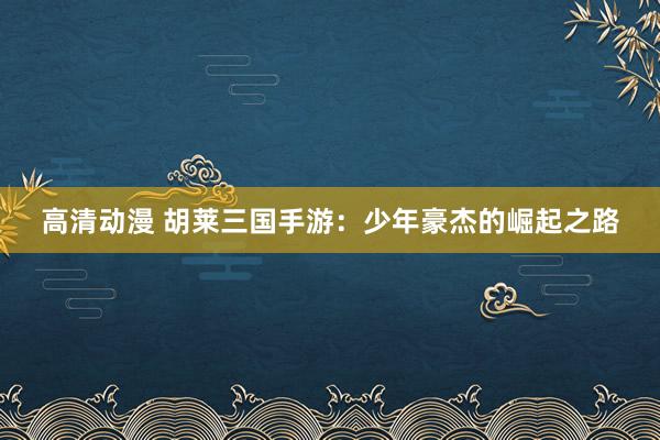 高清动漫 胡莱三国手游：少年豪杰的崛起之路