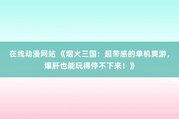 在线动漫网站 《烟火三国：超带感的单机爽游，爆肝也能玩得停不下来！》