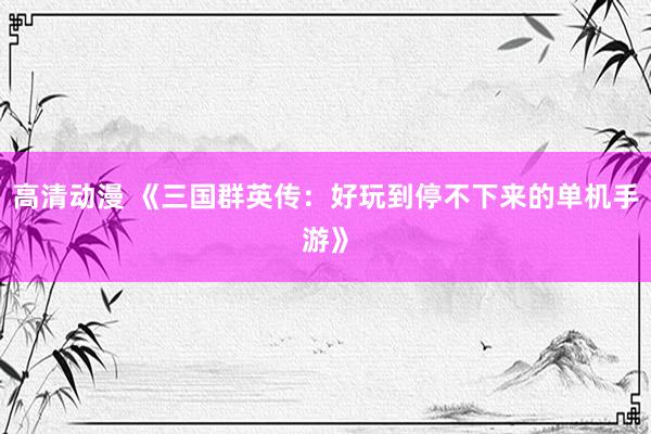 高清动漫 《三国群英传：好玩到停不下来的单机手游》