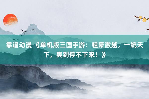 靠逼动漫 《单机版三国手游：粗豪激越，一统天下，爽到停不下来！》